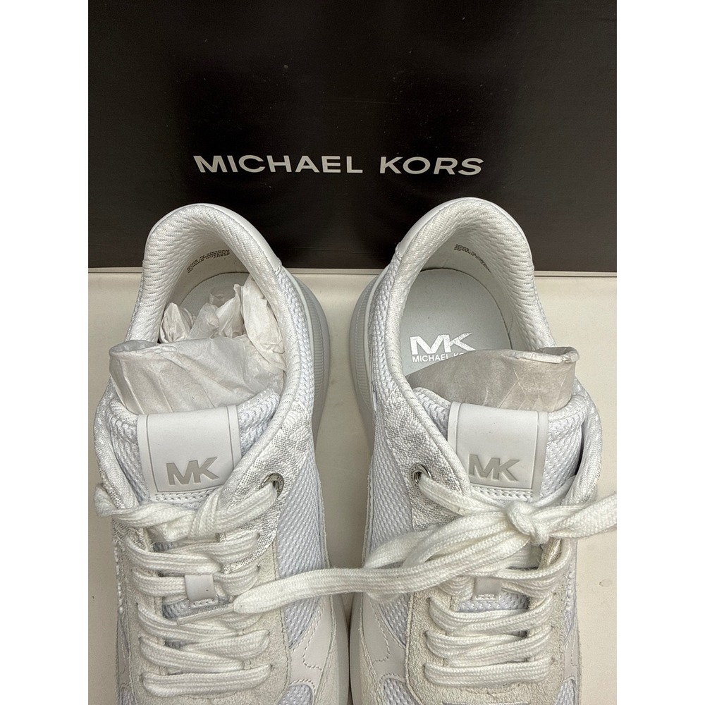New Michael Kors Trevor Trainer White Mesh Suede Sneakers 42F4TRFS7D Mens Size 9 - Picture 6 of 11